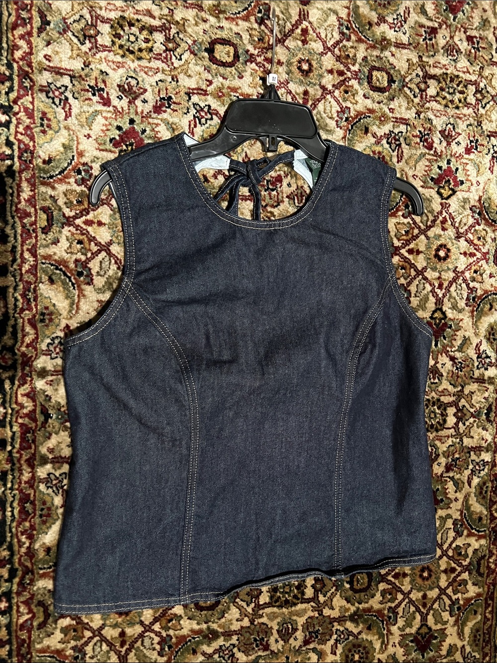 wild fable Open Back Dark Denim Sleeveless Top With Tie Back Size Medium New
